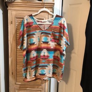 Lovely J Aztec print top, oversized fit